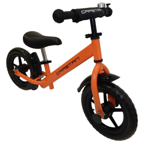 Capetan® Energy Plus Orangenfarbiges Laufrad mit 12" Rädern, Schutzblech und Klingel – Kinderfahrrad ohne Pedal