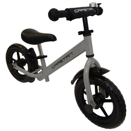 Capetan® Energy Plus silberfarbenes Laufrad mit 12" Rädern mit Schutzblech und Klingel – Kinderfahrrad ohne Pedal