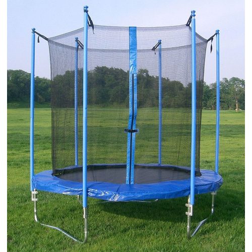 Garlando Combi M 244 cm Sicherheitstrampolin für den Außenraum – extra sicheres, niedriges (60 cm hohes) Trampolin mit Sicherheitsnetz