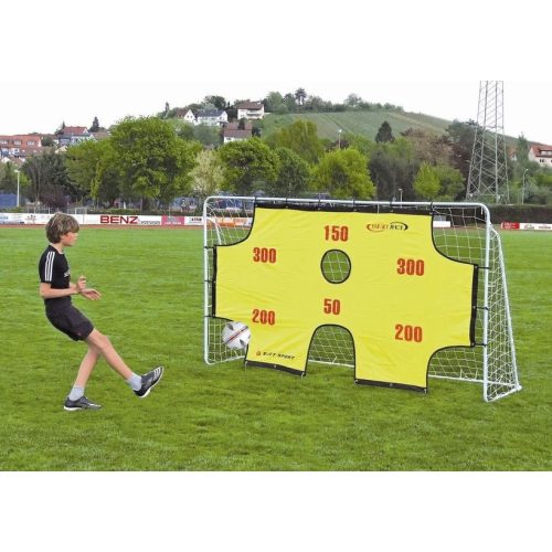 Metall-Fußballtor mit Torwand und Netz – 2,9 x 1,65 x 0,9 m großes Tor, aus 2,45 cm Durchmesser Rohrelementen zusammenstellbar, leicht transportabel